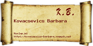 Kovacsevics Barbara névjegykártya